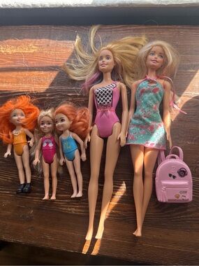 Barbie Dolls Bundle - Pink Swimwear & Blonde Dolls